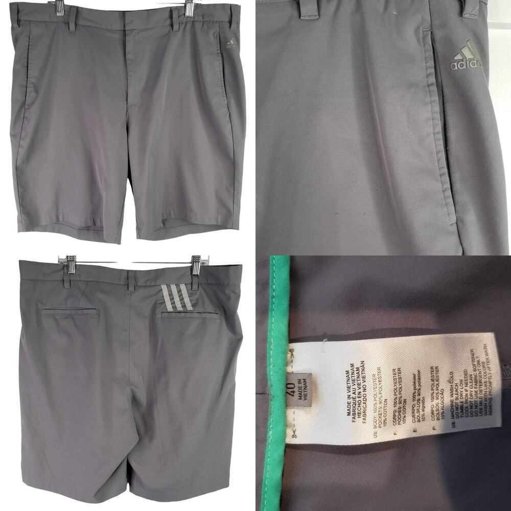 Adidas Shorts Men's Golf Performance Gray Size 40 Stretch Pocket Flat Front